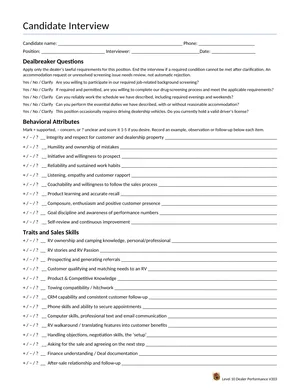 The Level 10 Candidate Interview Form